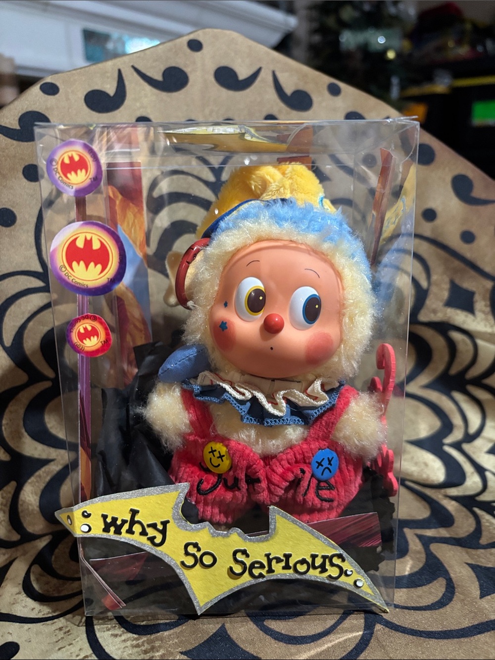 Colorful Plush Clown Doll - Yellow, Blue & Pink